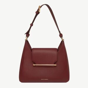 Strathberry Luxurious Burgundy Shoulder Bag with Gold Detail